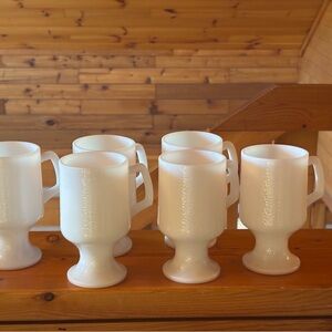 Milk, glass, Pedestal Mugs Set